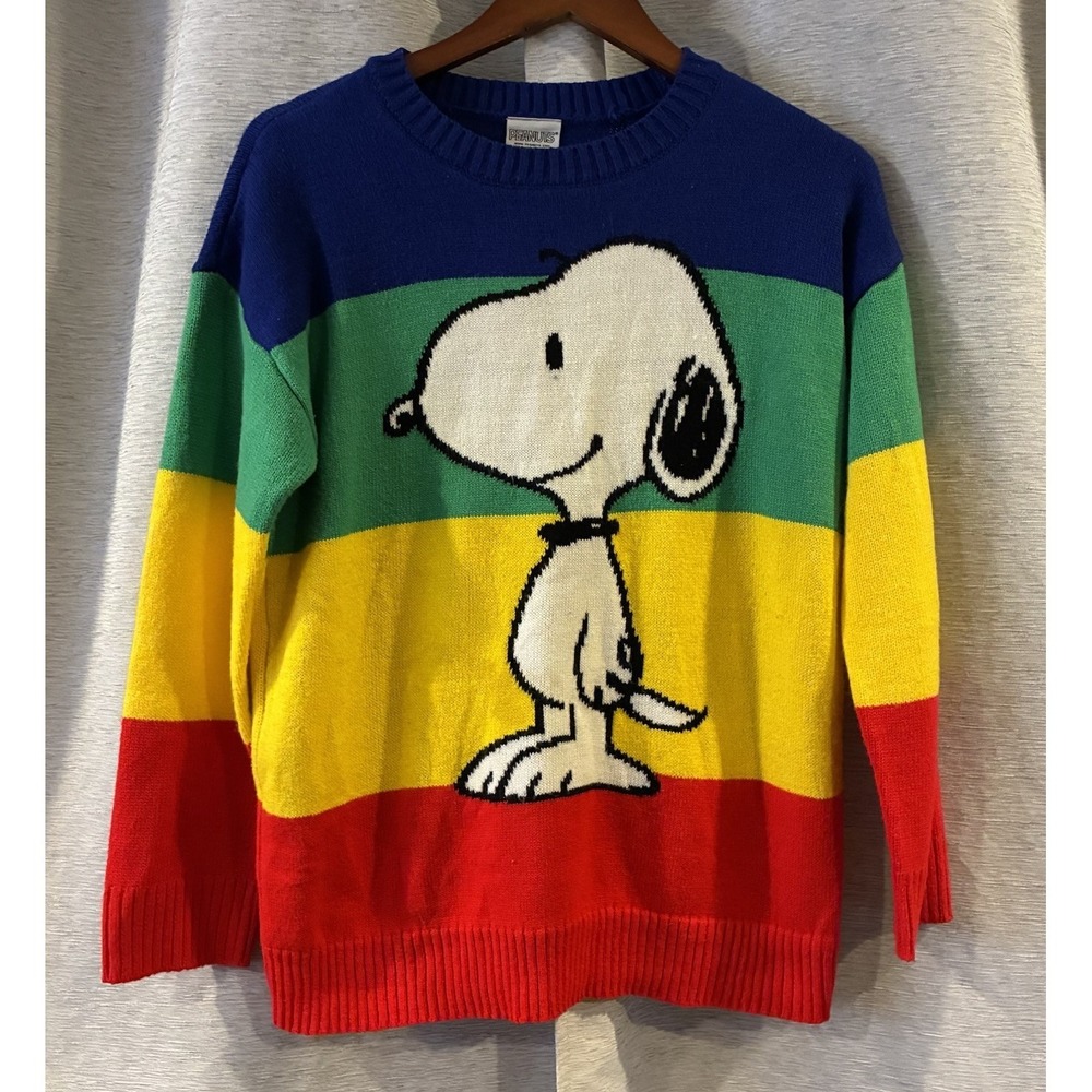 Snoopy Colorblock Stripe Crew Neck Sweater Peanuts‎ Size Medium